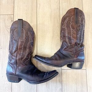 J.B Dillion western leather mid calf cowboy boot